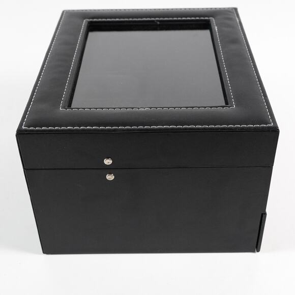 Songmics Black Synthetic Leather Watch Box 8 Slot Glass Window Lid Display Case - Picture 8 of 15